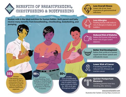 Preview of infographic which summarizes the benefits of breastfeeding, chestfeeding, and bodyfeeding 